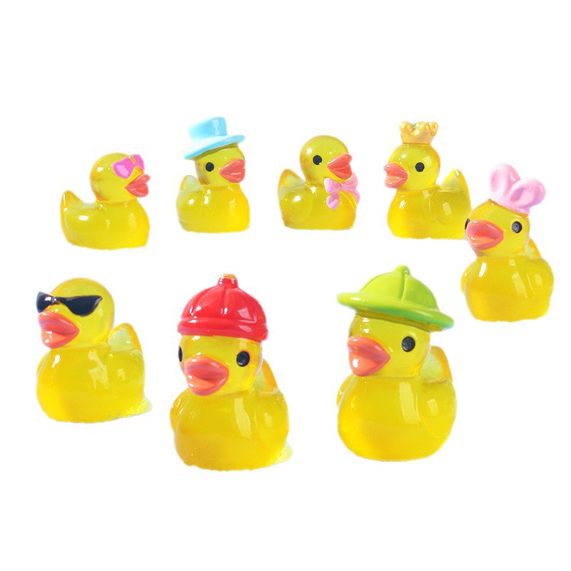 Home Decor Yellow - Mini Yellow Luminous Duck Ornament Miniature