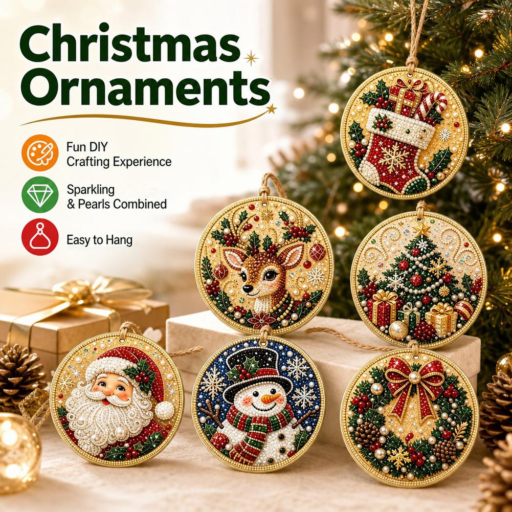 Home Decor Xmas Tree - 6Pcs Christmas Ornaments Diamond Painting Kit