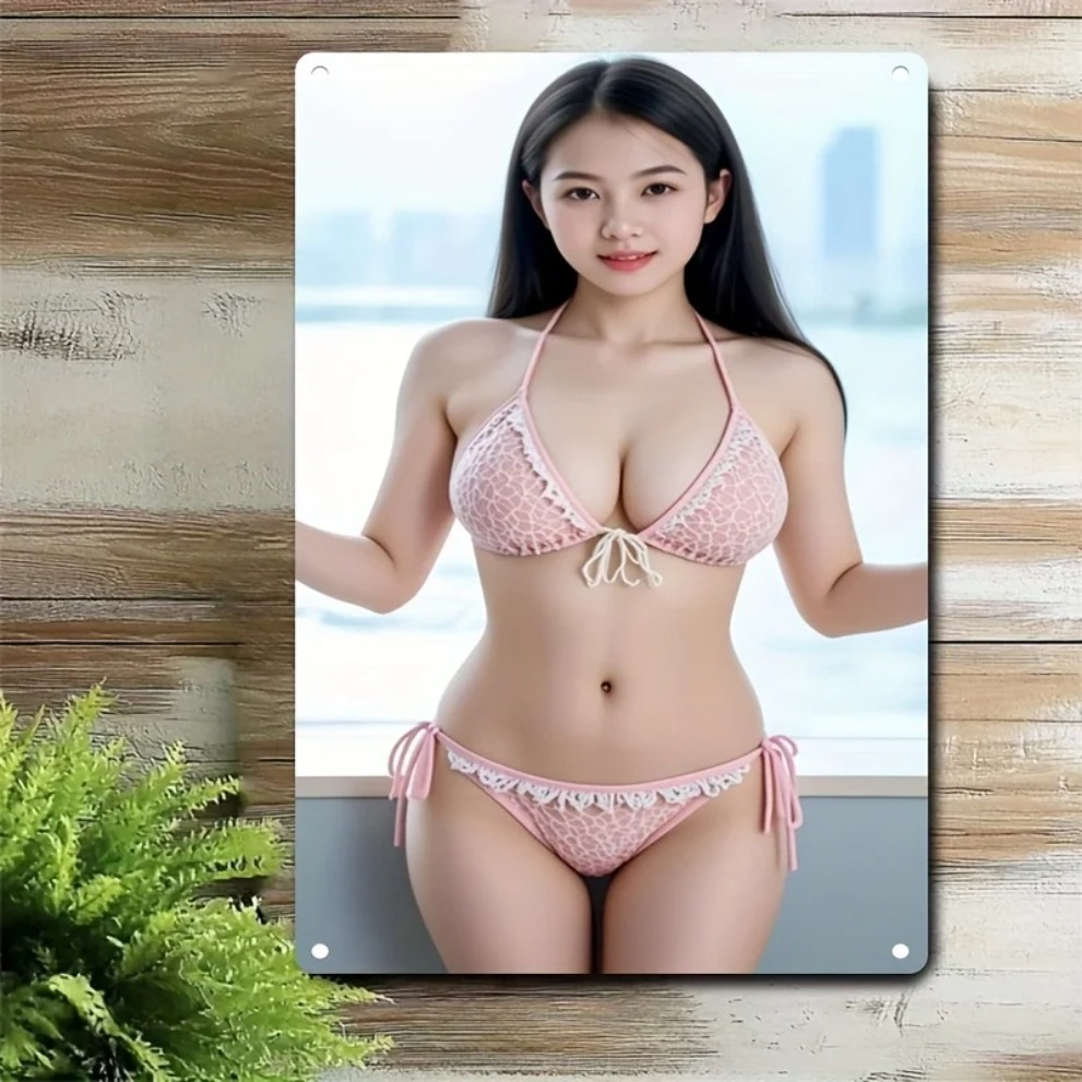 Home Decor Korea - 2D Pink Lace Bikini Metal Wall