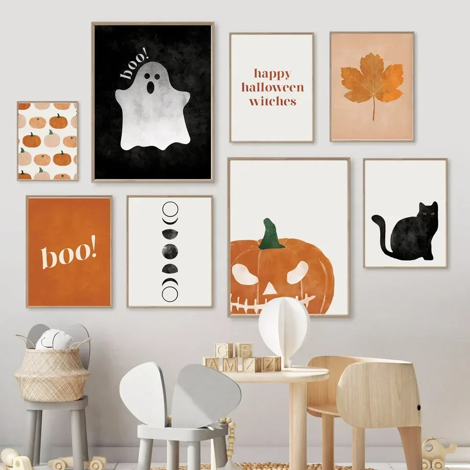 Geometric Wall Art - Cat Halloween Soul Pumpkin Wall Art