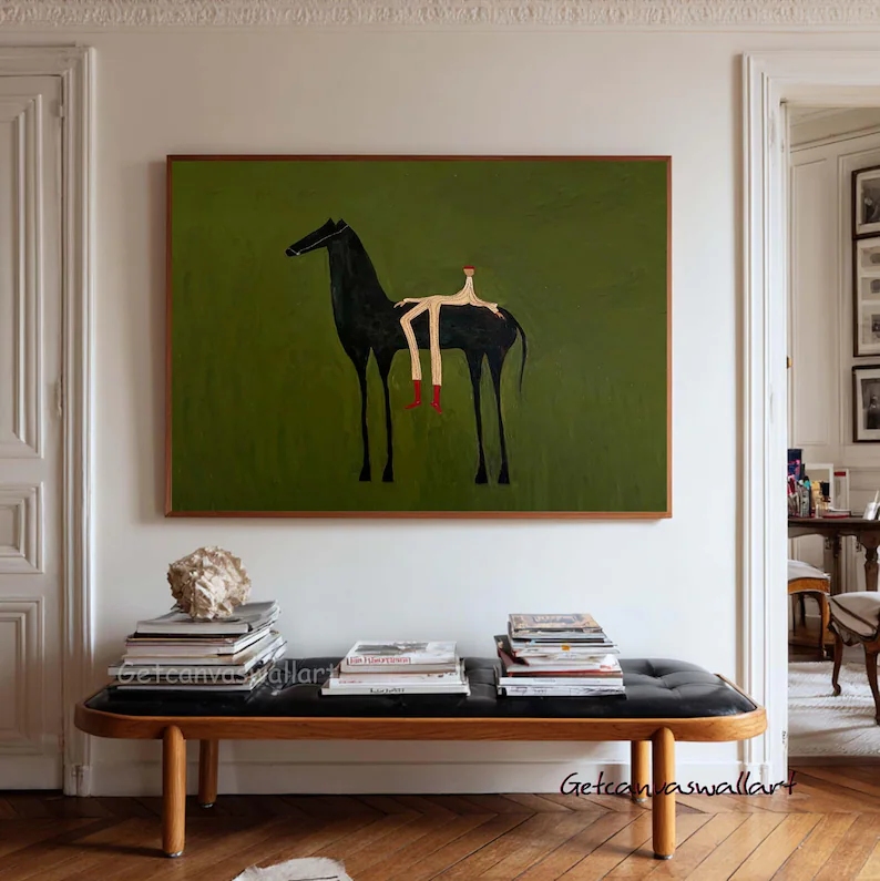 Geometric Wall Art - Modern Abstract Western Horse & Figure