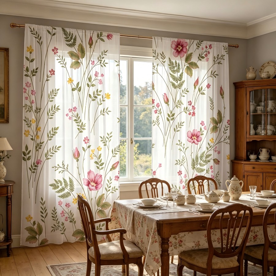 2PCS Digital Print Sheer Curta - Home Decor Yellow recension och pris