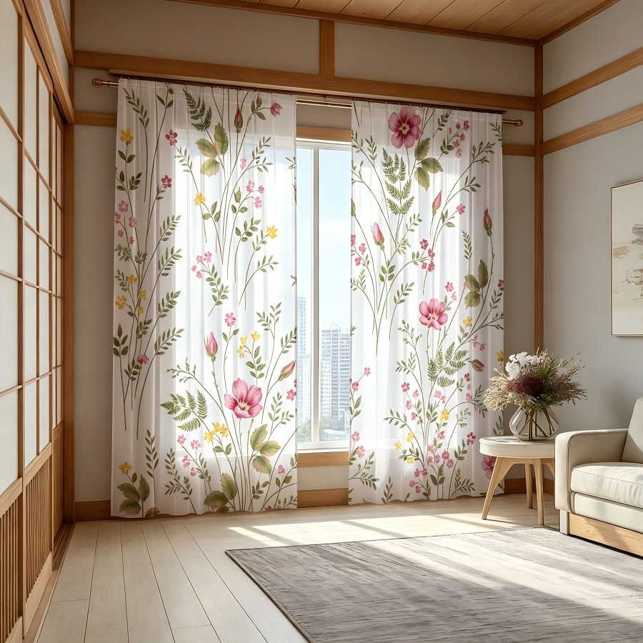 2PCS Digital Print Sheer Curta - Home Decor Yellow recension och pris