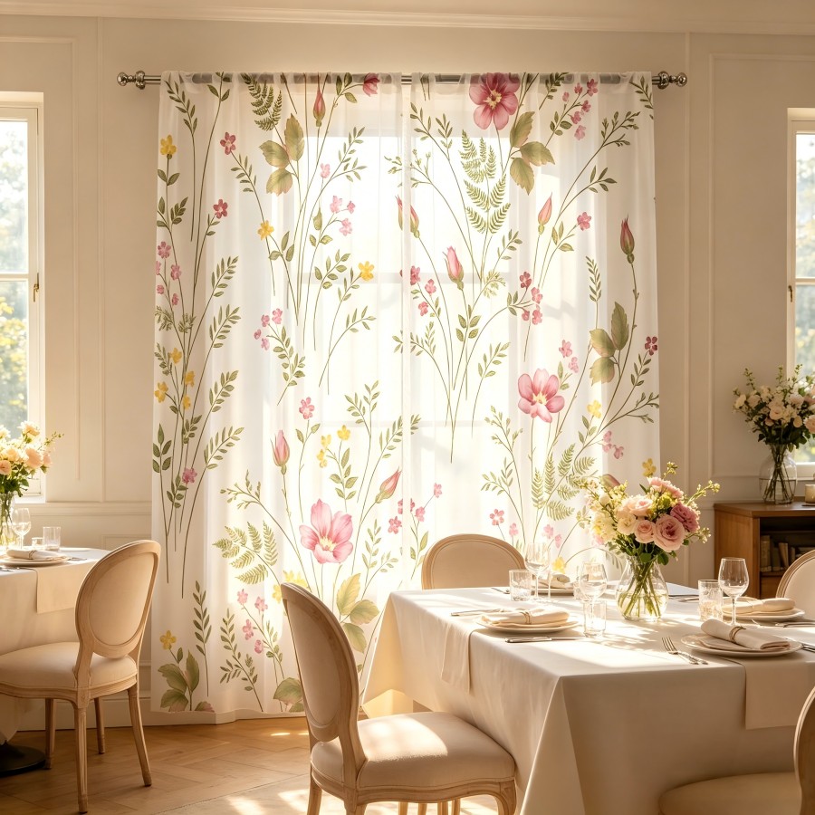 2PCS Digital Print Sheer Curta - Home Decor Yellow recension och pris