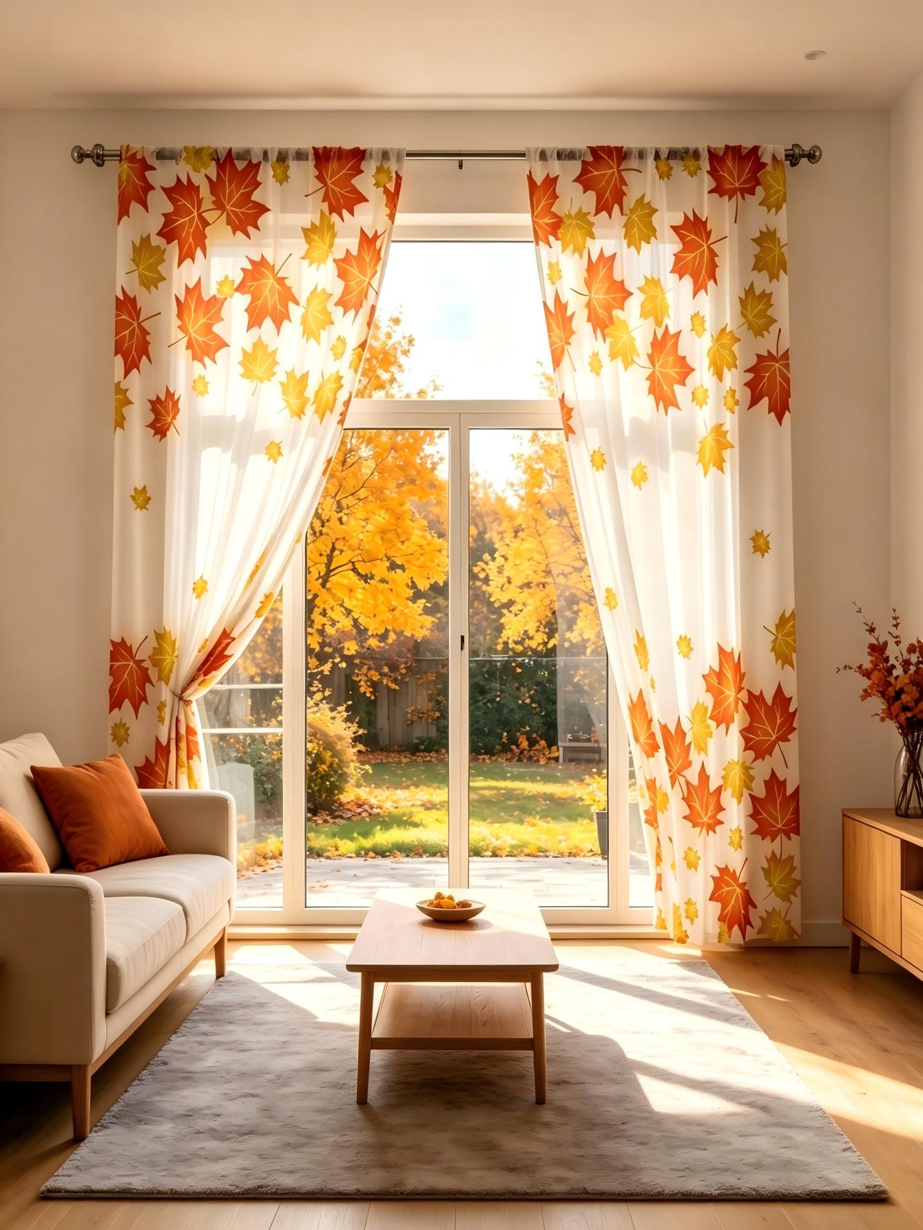 2PCS Digital Print Sheer Curta - Home Decor Yellow recension och pris