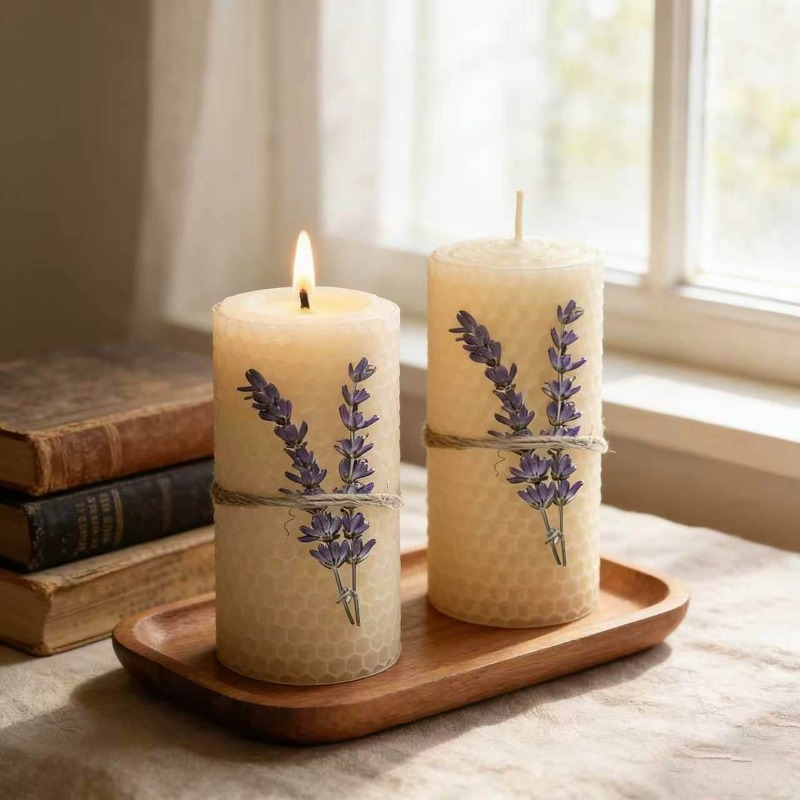 2 Pack Beeswax Pillar Candles, - Home Decor Yellow recension och pris