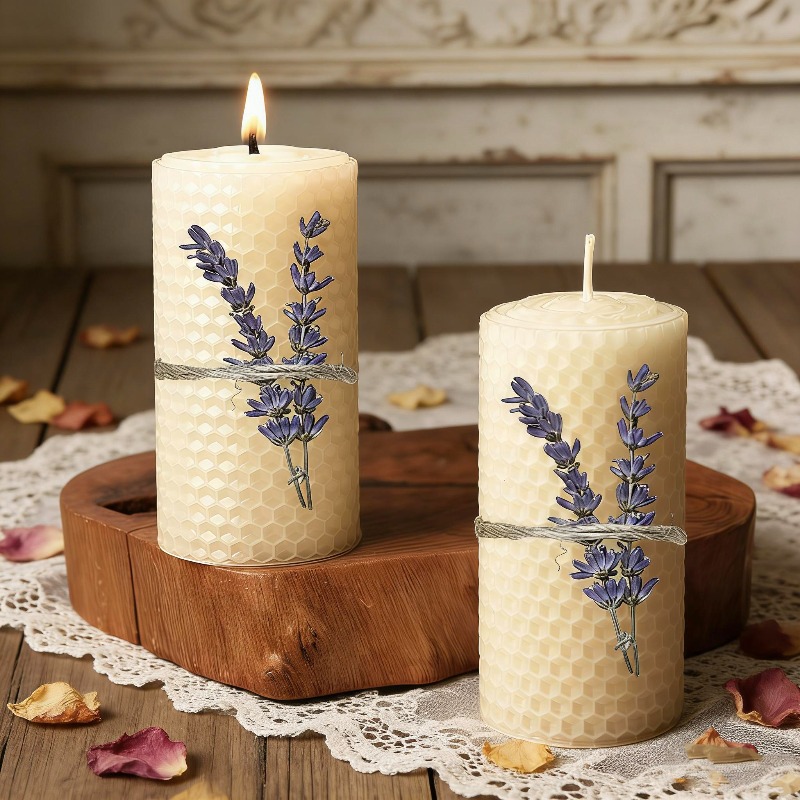 2 Pack Beeswax Pillar Candles, - Home Decor Yellow recension och pris