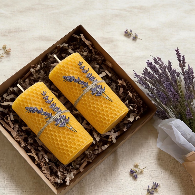 2 Pack Beeswax Pillar Candles, - Home Decor Yellow recension och pris