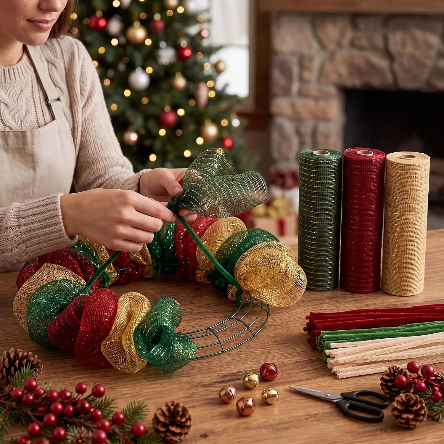1Roll Grid Ribbon Xmas Tree De - Home Decor Xmas Tree recension och pris