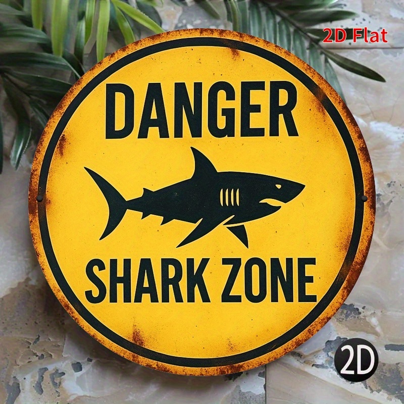 2D Metal Sign Shark Danger Zon - Home Decor Yellow recension och pris