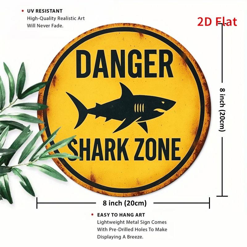 2D Metal Sign Shark Danger Zon - Home Decor Yellow recension och pris