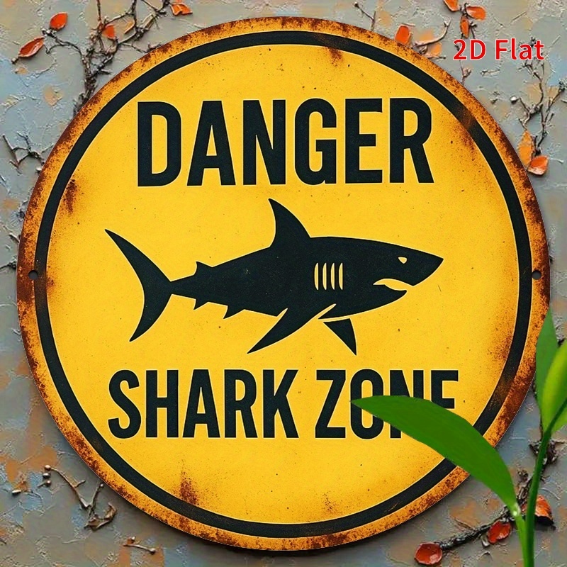 2D Metal Sign Shark Danger Zon - Home Decor Yellow recension och pris