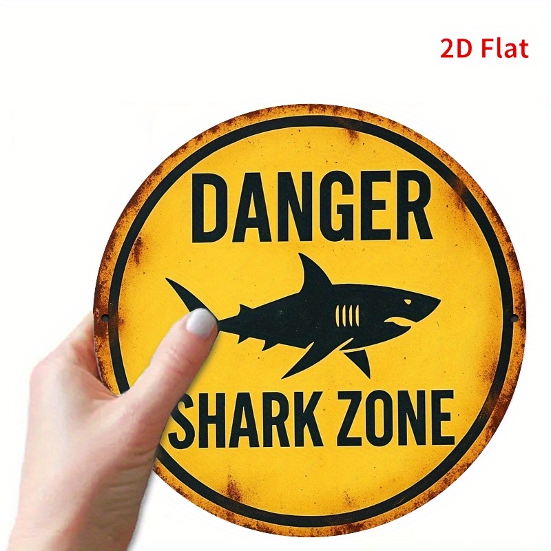 2D Metal Sign Shark Danger Zon - Home Decor Yellow recension och pris