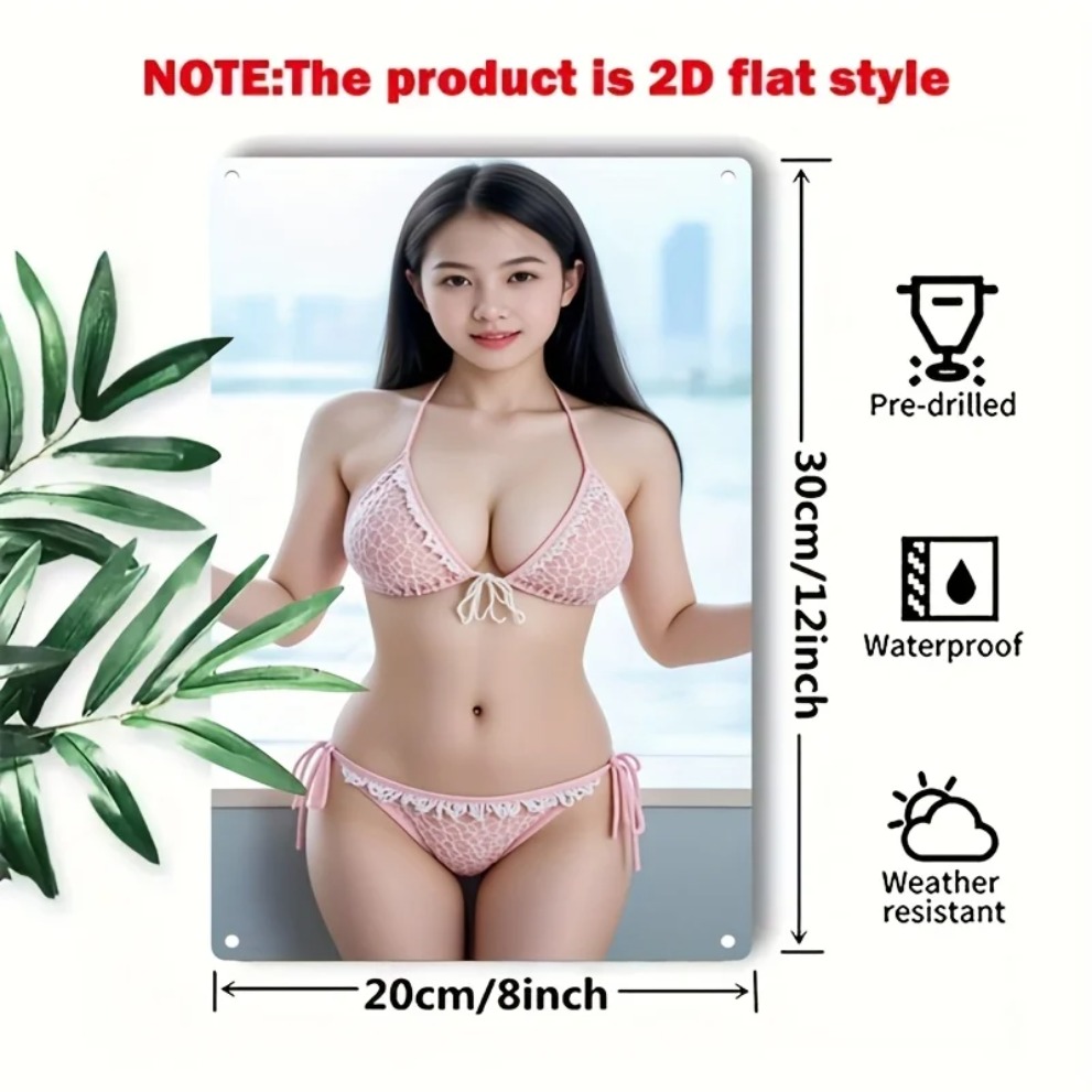 2D Pink Lace Bikini Metal Wall - Home Decor Korea recension och pris