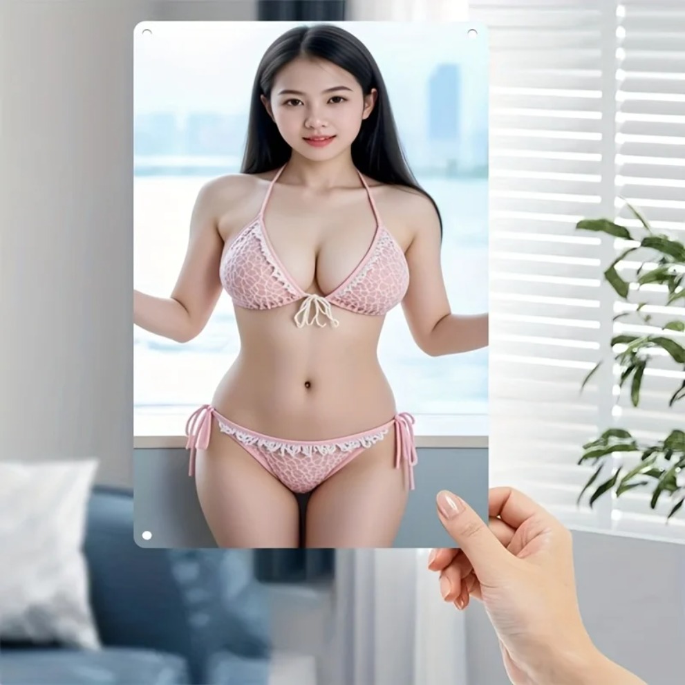 2D Pink Lace Bikini Metal Wall - Home Decor Korea recension och pris