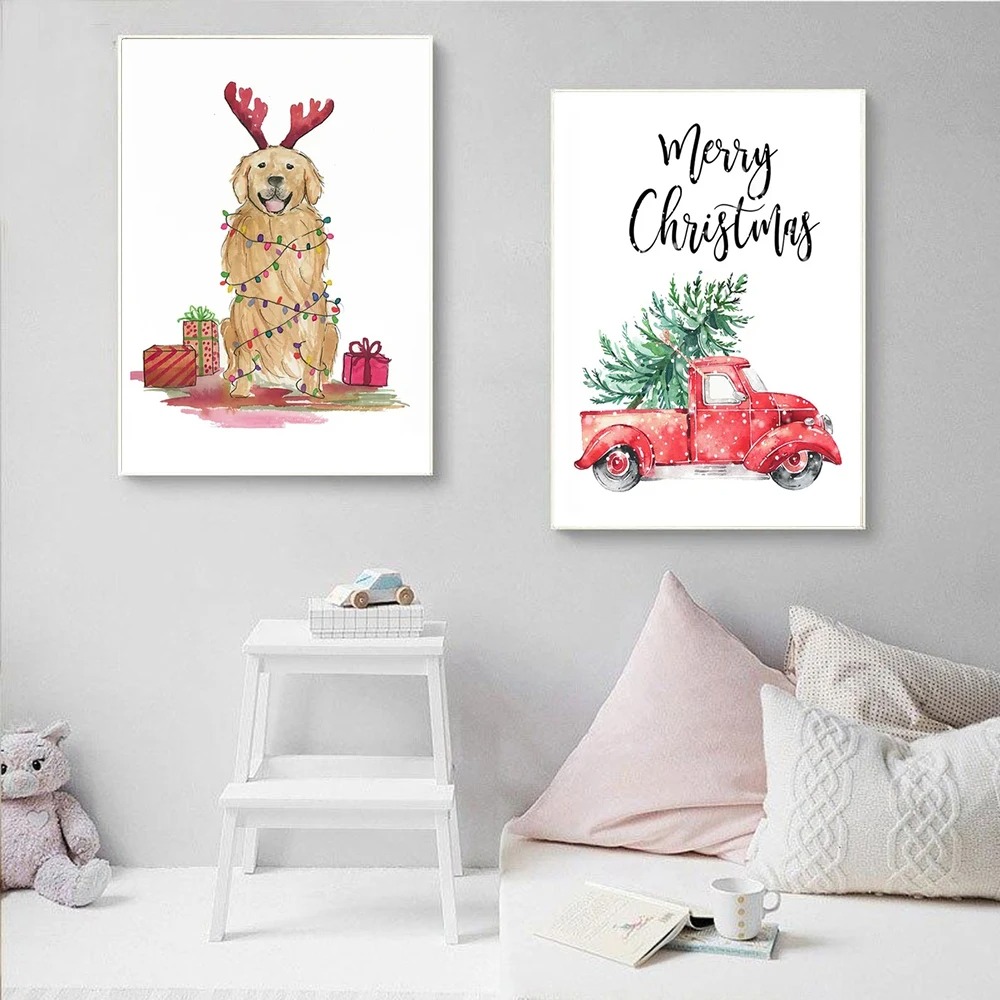 Cartoon Christmas Holiday Tree - Geometric Wall Art recension och pris