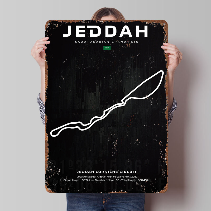 Jeddah Circuit Map Poster Cust - Home Decor Jeddah recension och pris