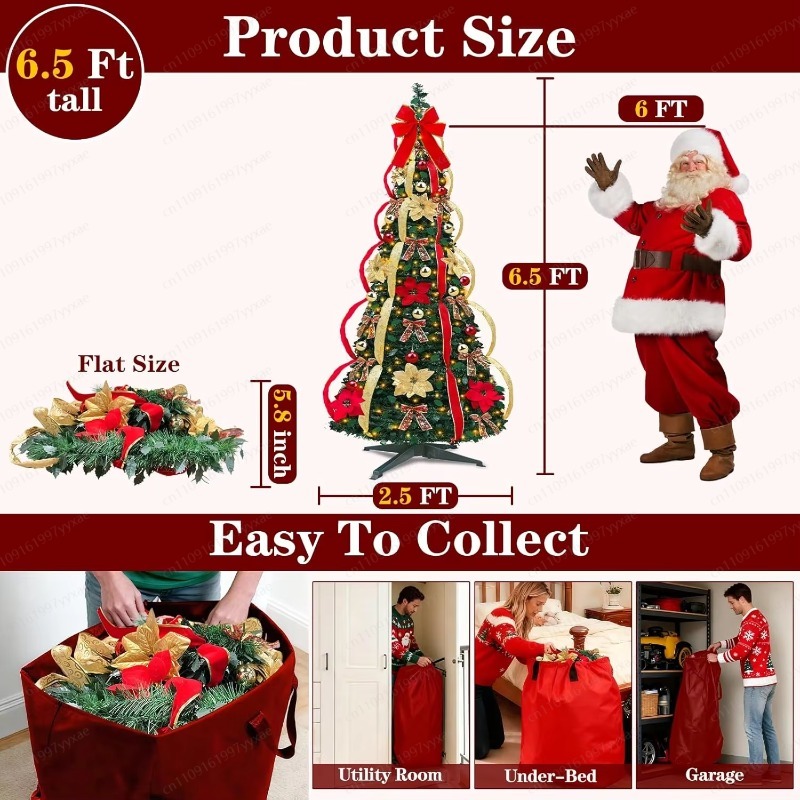 180CM Pre‑Lit Foldable Christm - Home Decor Xmas Tree recension och pris